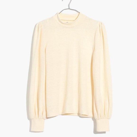 Madewell Sweaters - Madewell Sweater Puff Sleeve Mock Neck Cream Ivory
